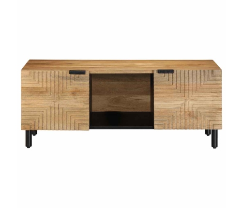 Mesa de centro madera maciza de mango negra 100x54x40 cm marrón