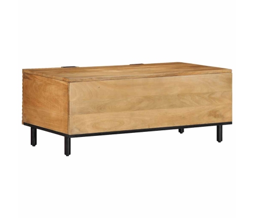 Mesa de centro madera maciza de mango negra 100x54x40 cm marrón