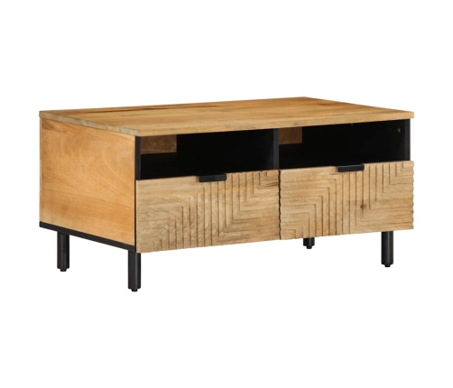 Mesa de centro madera maciza de mango marrón 80x54x40 cm