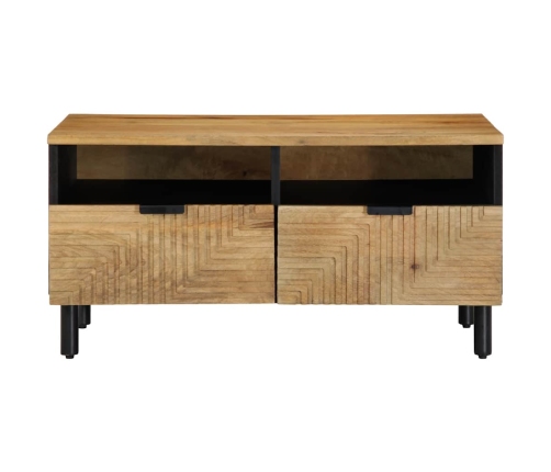 Mesa de centro madera maciza de mango marrón 80x54x40 cm