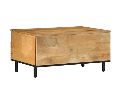 Mesa de centro madera maciza de mango marrón 80x54x40 cm