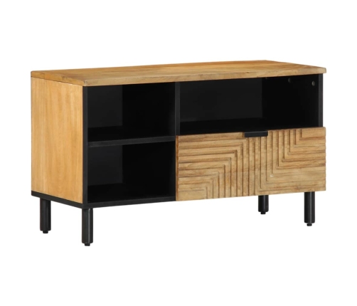 Mueble de TV madera maciza de mango marrón 80x33x46 cm