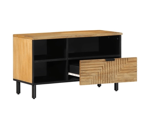 Mueble de TV madera maciza de mango marrón 80x33x46 cm