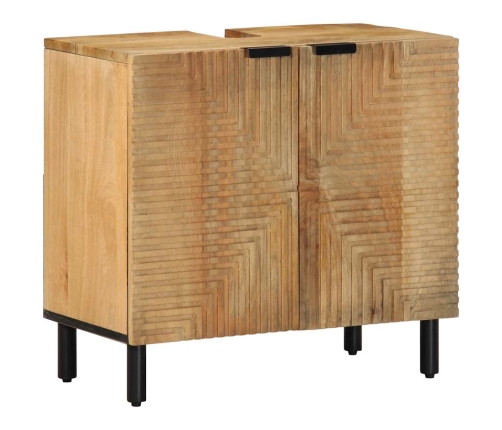 Armario de lavabo de baño madera maciza mango marrón 62x33x58cm