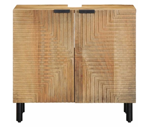 Armario de lavabo de baño madera maciza mango marrón 62x33x58cm