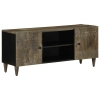 Mueble de TV madera maciza de mango gris claro 105x33,5x46 cm