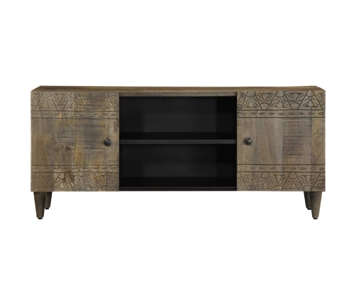 Mueble de TV madera maciza de mango gris claro 105x33,5x46 cm