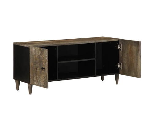 Mueble de TV madera maciza de mango gris claro 105x33,5x46 cm