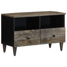 Mueble de TV madera maciza de mango gris claro 70x33,5x46 cm