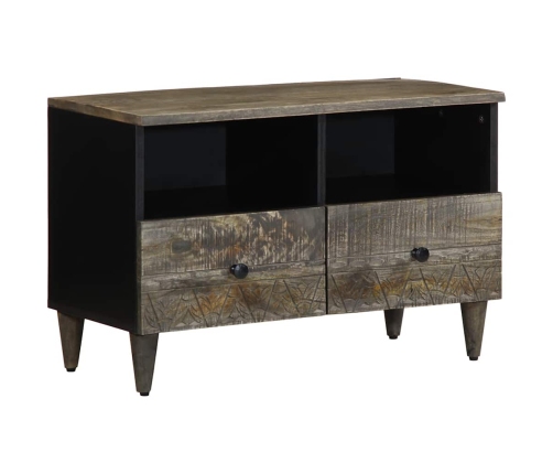 Mueble de TV madera maciza de mango gris claro 70x33,5x46 cm