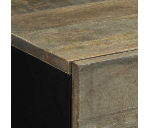 Mesita de noche madera maciza de mango gris claro 50x33x60 cm