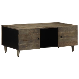 Mesa de centro madera maciza de mango gris claro 100x54x40 cm