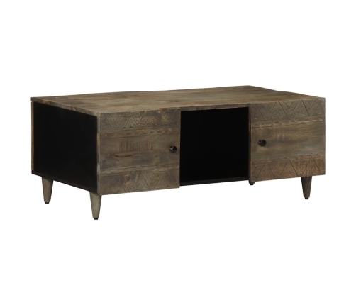 Mesa de centro madera maciza de mango gris claro 100x54x40 cm