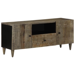 Mueble de TV madera maciza de mango gris claro 105x33,5x46 cm