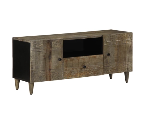 Mueble de TV madera maciza de mango gris claro 105x33,5x46 cm