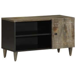 Mueble de TV madera maciza de mango gris claro 80x31,5x46 cm