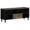 Mueble de TV madera maciza de mango negro 100x33x46 cm