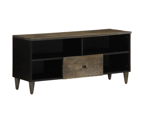 Mueble de TV madera maciza de mango negro 100x33x46 cm