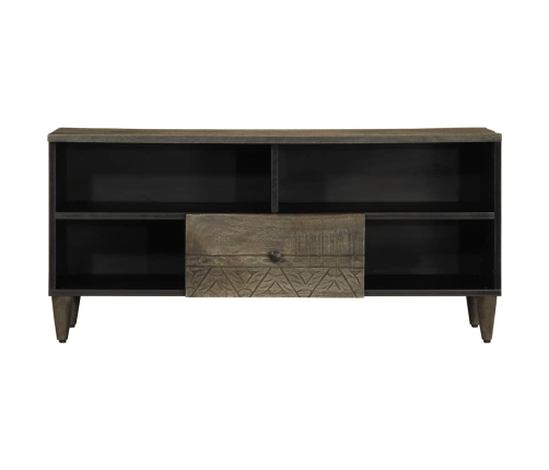 Mueble de TV madera maciza de mango negro 100x33x46 cm