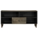 Mueble de TV madera maciza de mango negro 100x33x46 cm