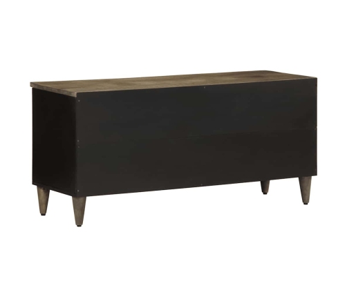 Mueble de TV madera maciza de mango negro 100x33x46 cm