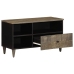 Mueble de TV madera maciza de mango negro 80x33x46 cm