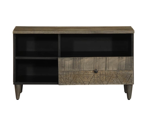 Mueble de TV madera maciza de mango negro 80x33x46 cm