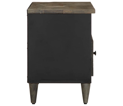 Mueble de TV madera maciza de mango negro 80x33x46 cm