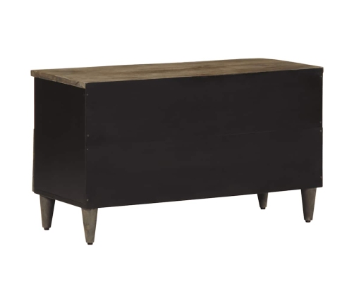 Mueble de TV madera maciza de mango negro 80x33x46 cm