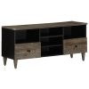 Mueble de TV madera maciza de mango negro 100x33x46 cm