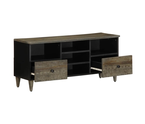 Mueble de TV madera maciza de mango negro 100x33x46 cm