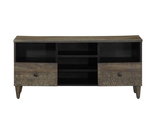 Mueble de TV madera maciza de mango negro 100x33x46 cm