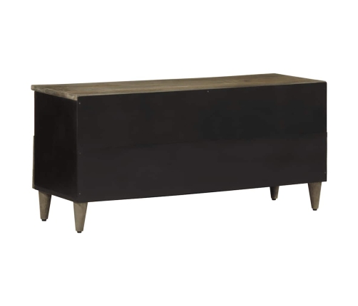 Mueble de TV madera maciza de mango negro 100x33x46 cm