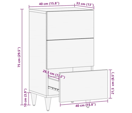 Aparador 40x33x75 cm madera maciza mango