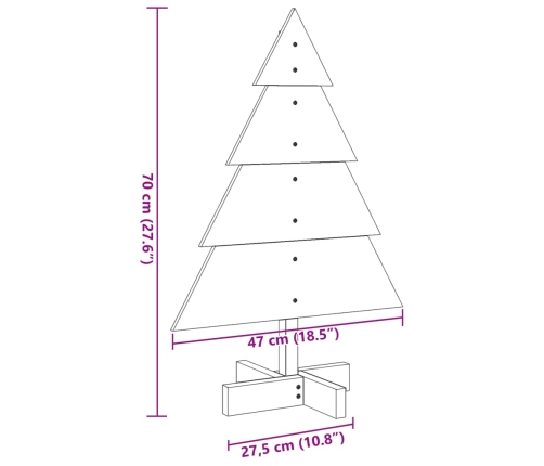 Árbol de Navidad de adorno madera maciza 70 cm