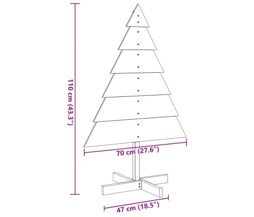 Árbol de Navidad de adorno madera maciza 110 cm