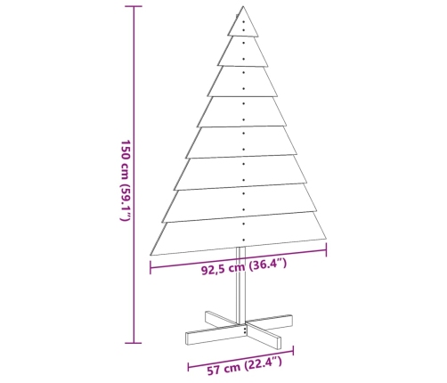 Árbol de Navidad de adorno madera maciza 150 cm