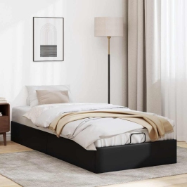 Estructura de cama otomana sin colchón negro 90x190 cm