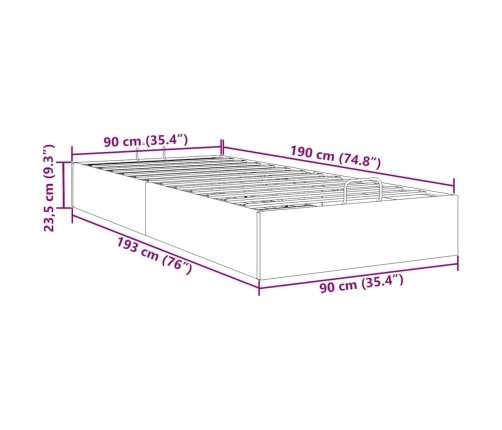 Estructura de cama otomana sin colchón marrón 90x190 cm