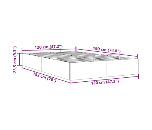 Estructura cama otomana sin colchón negro 120x190cm