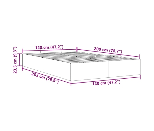 Estructura de cama otomana sin colchón blanco 120x200cm