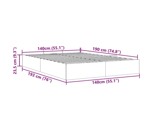 Estructura de cama otomana sin colchón negro 140x190 cm