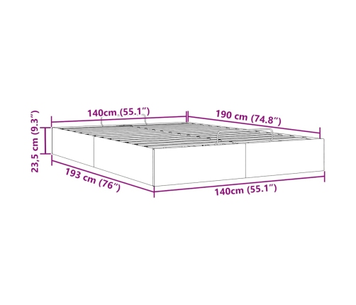 Estructura de cama otomana sin colchón blanco 140x190cm