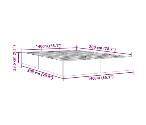 Estructura de cama otomana sin colchón blanco 140x200cm