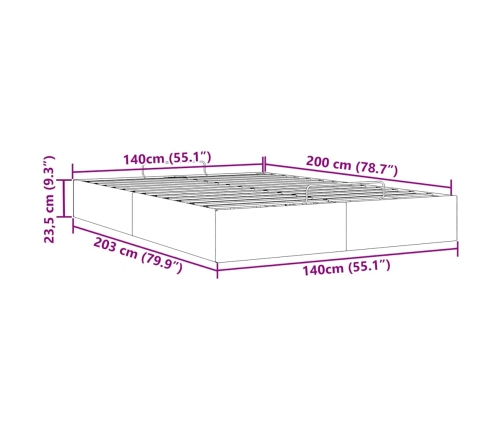 Estructura de cama otomana sin colchón gris 140x200 cm