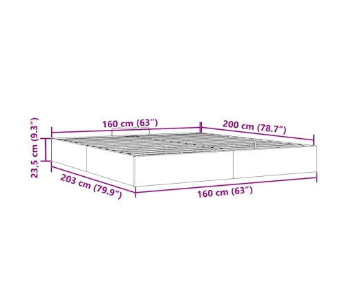 Estructura de cama otomana sin colchón blanco 160x200cm