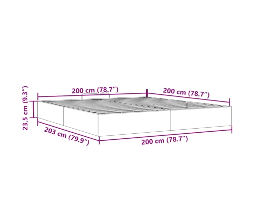 Estructura de cama otomana sin colchón gris 200x200 cm