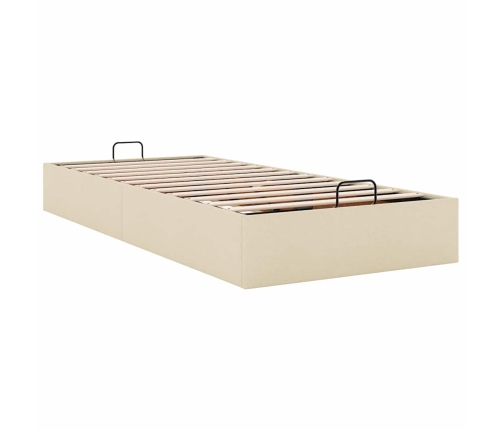 Estructura de cama otomana sin con colchón tela crema 90x190cm