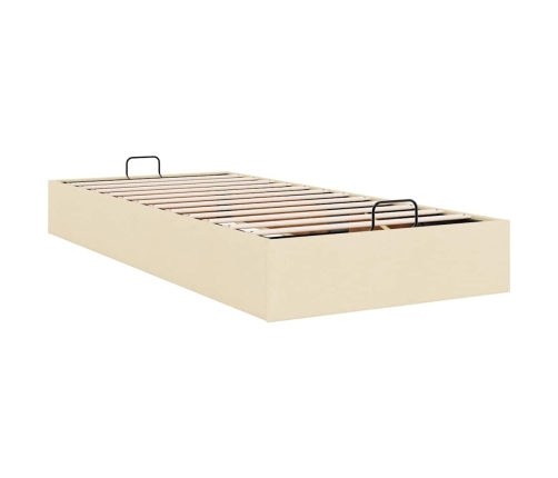 Estructura de cama otomana sin con colchón tela crema 90x190cm