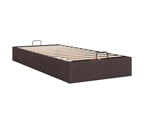 Estructura cama otomana sin colchón tela marrón oscuro 90x200cm